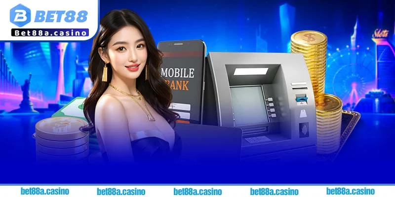 Danh sách phương thức rút tiền Bet88, với các tùy chọn ngân hàng, ví điện tử và thẻ tín dụng.